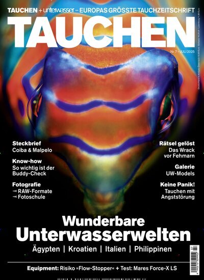 Titelbild der Ausgabe 7/2025 von Tauchen. Diese Zeitschrift und viele weitere Sportmagazine als Abo oder epaper bei United Kiosk online kaufen.