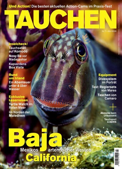 Titelbild der Ausgabe 7/2026 von Tauchen. Diese Zeitschrift und viele weitere Sportmagazine als Abo oder epaper bei United Kiosk online kaufen.