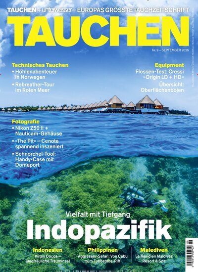 Titelbild der Ausgabe 9/2025 von Tauchen. Diese Zeitschrift und viele weitere Sportmagazine als Abo oder epaper bei United Kiosk online kaufen.