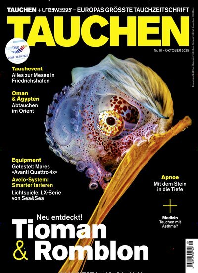 Titelbild der Ausgabe 10/2025 von Tauchen. Diese Zeitschrift und viele weitere Sportmagazine als Abo oder epaper bei United Kiosk online kaufen.