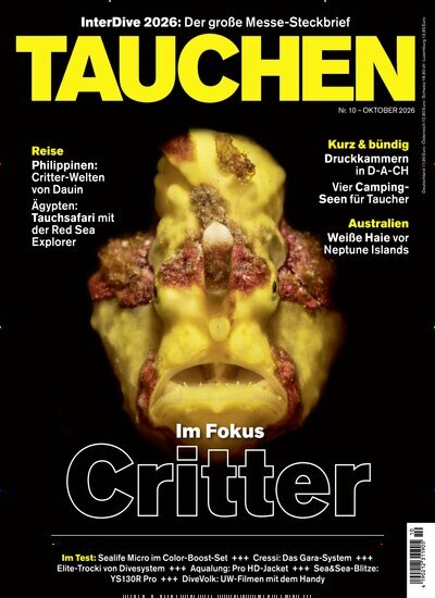 Titelbild der Ausgabe 10/2026 von Tauchen. Diese Zeitschrift und viele weitere Sportmagazine als Abo oder epaper bei United Kiosk online kaufen.
