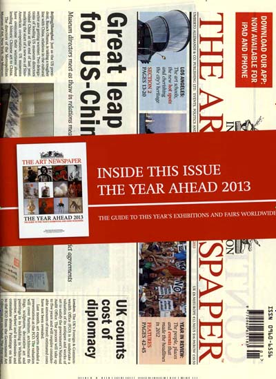 Titelbild der Ausgabe 1/2013 von The Art Newspaper. Diese Zeitschrift und viele weitere Reisemagazine, Freizeitmagazine und Wissensmagazine als Abo oder epaper bei United Kiosk online kaufen.