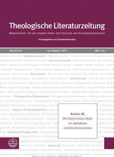 Titelbild der Ausgabe 3/2025 von Theologische Literaturzeitung. Diese Zeitschrift und viele weitere Kunstmagazine und Kulturmagazine als Abo oder epaper bei United Kiosk online kaufen.
