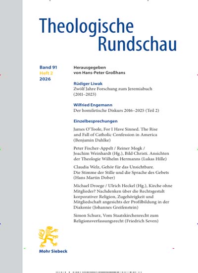 Titelbild der Ausgabe 2/2026 von Theologische Rundschau (ThR). Diese Zeitschrift und viele weitere Kunstmagazine und Kulturmagazine als Abo oder epaper bei United Kiosk online kaufen.