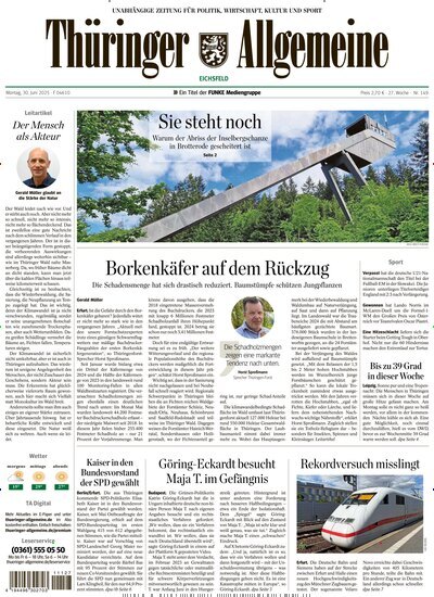 Titelbild der Ausgabe 149/2025 von Thüringer Allgemeine Eichsfeld. Diese Zeitschrift und viele weitere Zeitungsabos als Abo oder epaper bei United Kiosk online kaufen.