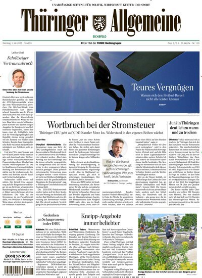 Titelbild der Ausgabe 150/2025 von Thüringer Allgemeine Eichsfeld. Diese Zeitschrift und viele weitere Zeitungsabos als Abo oder epaper bei United Kiosk online kaufen.