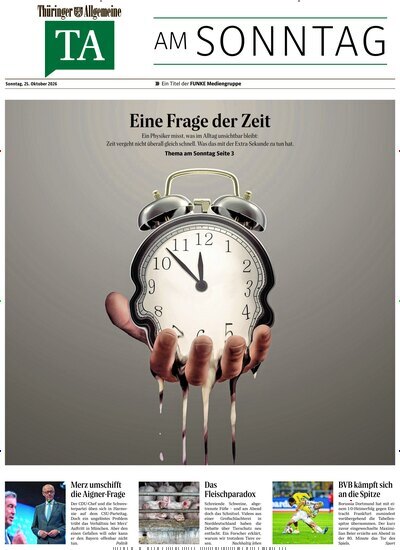 Titelbild der Ausgabe 43/2026 von Thüringer Allgemeine TA am Sonntag. Diese Zeitschrift und viele weitere Zeitungsabos als Abo oder epaper bei United Kiosk online kaufen.