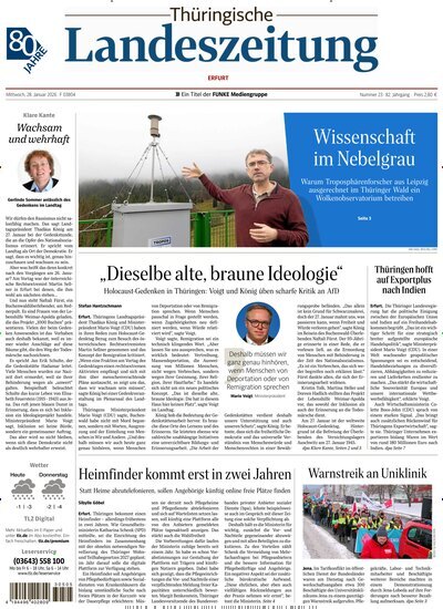 Titelbild der Ausgabe 23/2026 von Thüringische Landeszeitung Erfurt. Diese Zeitschrift und viele weitere Zeitungsabos als Abo oder epaper bei United Kiosk online kaufen.