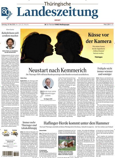 Titelbild der Ausgabe 123/2026 von Thüringische Landeszeitung Erfurt. Diese Zeitschrift und viele weitere Zeitungsabos als Abo oder epaper bei United Kiosk online kaufen.