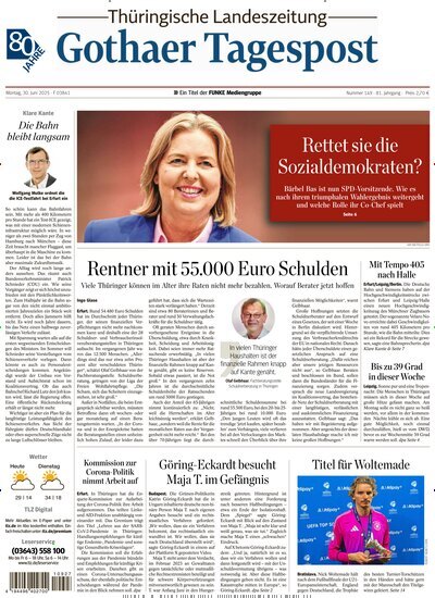 Titelbild der Ausgabe 149/2025 von Thüringische Landeszeitung Gotha. Diese Zeitschrift und viele weitere Zeitungsabos als Abo oder epaper bei United Kiosk online kaufen.