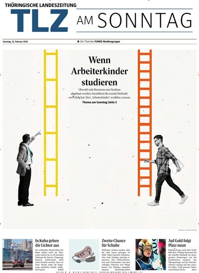 Titelbild der Ausgabe 7/2026 von Thüringische Landeszeitung TLZ am Sonntag. Diese Zeitschrift und viele weitere Zeitungsabos als Abo oder epaper bei United Kiosk online kaufen.