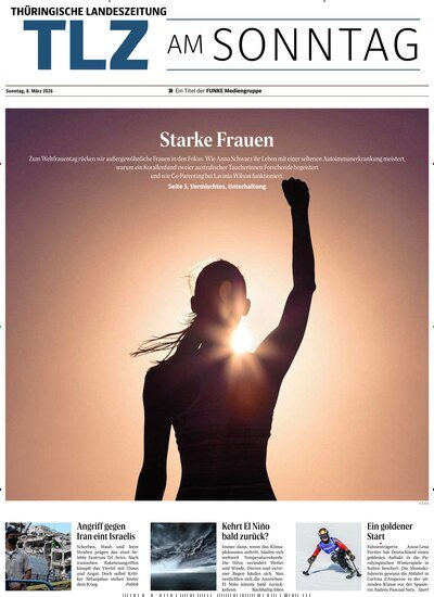 Titelbild der Ausgabe 10/2026 von Thüringische Landeszeitung TLZ am Sonntag. Diese Zeitschrift und viele weitere Zeitungsabos als Abo oder epaper bei United Kiosk online kaufen.