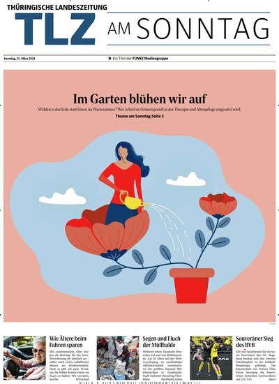 Titelbild der Ausgabe 11/2026 von Thüringische Landeszeitung TLZ am Sonntag. Diese Zeitschrift und viele weitere Zeitungsabos als Abo oder epaper bei United Kiosk online kaufen.