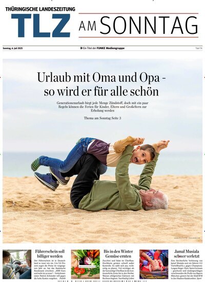 Titelbild der Ausgabe 27/2025 von Thüringische Landeszeitung TLZ am Sonntag. Diese Zeitschrift und viele weitere Zeitungsabos als Abo oder epaper bei United Kiosk online kaufen.