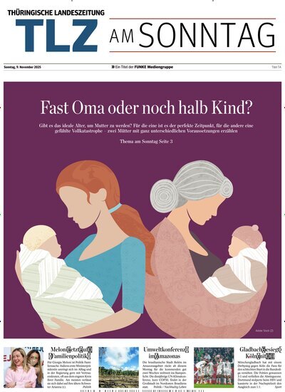 Titelbild der Ausgabe 45/2025 von Thüringische Landeszeitung TLZ am Sonntag. Diese Zeitschrift und viele weitere Zeitungsabos als Abo oder epaper bei United Kiosk online kaufen.