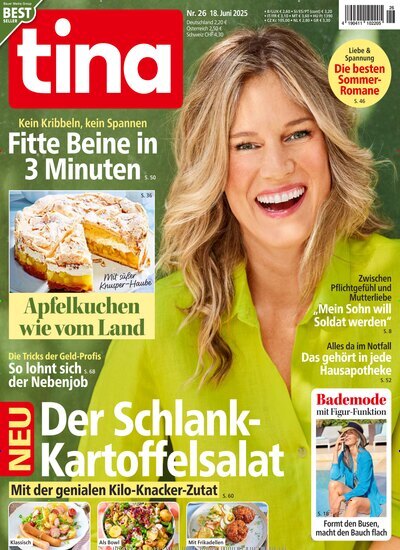 Titelbild der Ausgabe 26/2025 von tina. Diese Zeitschrift und viele weitere Frauenzeitschriften als Abo oder epaper bei United Kiosk online kaufen.