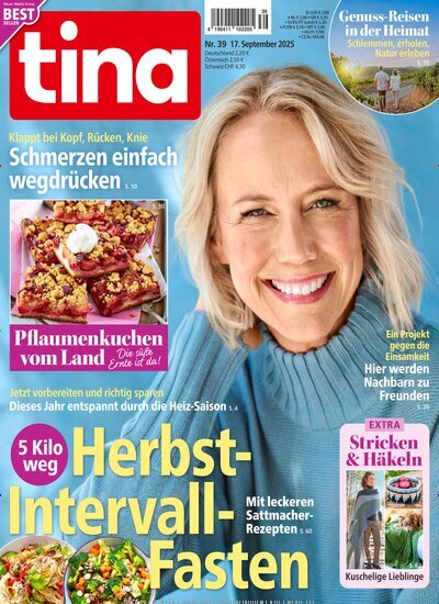 Titelbild der Ausgabe 39/2025 von tina. Diese Zeitschrift und viele weitere Frauenzeitschriften als Abo oder epaper bei United Kiosk online kaufen.