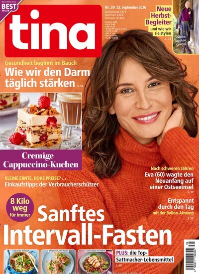 Titelbild der Ausgabe 39/2026 von tina. Diese Zeitschrift und viele weitere Frauenzeitschriften als Abo oder epaper bei United Kiosk online kaufen.