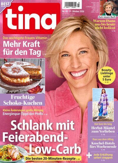 Titelbild der Ausgabe 43/2026 von tina. Diese Zeitschrift und viele weitere Frauenzeitschriften als Abo oder epaper bei United Kiosk online kaufen.