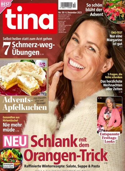 Titelbild der Ausgabe 50/2023 von tina. Diese Zeitschrift und viele weitere Frauenzeitschriften als Abo oder epaper bei United Kiosk online kaufen.