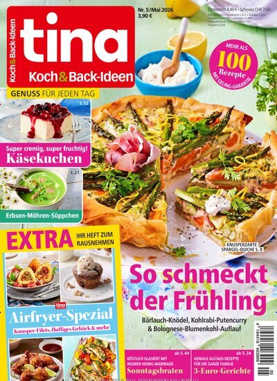 Titelbild der Ausgabe 5/2026 von Tina Koch & Backideen. Diese Zeitschrift und viele weitere Kochzeitschriften und Backzeitschriften als Abo oder epaper bei United Kiosk online kaufen.