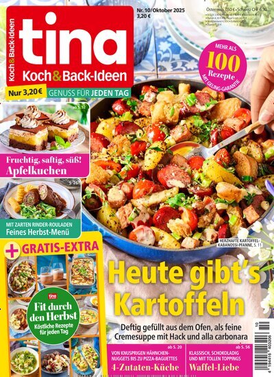 Titelbild der Ausgabe 10/2025 von Tina Koch & Backideen. Diese Zeitschrift und viele weitere Kochzeitschriften und Backzeitschriften als Abo oder epaper bei United Kiosk online kaufen.