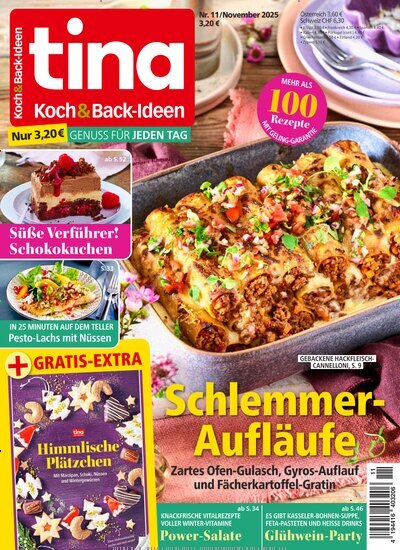 Titelbild der Ausgabe 11/2025 von Tina Koch & Backideen. Diese Zeitschrift und viele weitere Kochzeitschriften und Backzeitschriften als Abo oder epaper bei United Kiosk online kaufen.