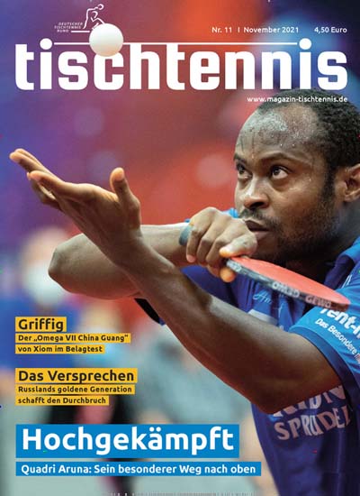 Titelbild der Ausgabe 11/2021 von tischtennis. Diese Zeitschrift und viele weitere Freizeit-Fachmagazine und Hobby-Fachzeitschriften als Abo oder epaper bei United Kiosk online kaufen.