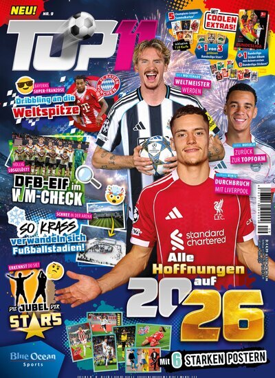 Titelbild der Ausgabe 9/2025 von TOP 11. Diese Zeitschrift und viele weitere Jugendzeitschriften und Kinderzeitschriften als Abo oder epaper bei United Kiosk online kaufen.