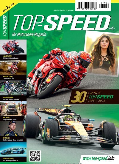 Titelbild der Ausgabe 4/2025 von Top Speed. Diese Zeitschrift und viele weitere Automagazine und Motorradzeitschriften als Abo oder epaper bei United Kiosk online kaufen.