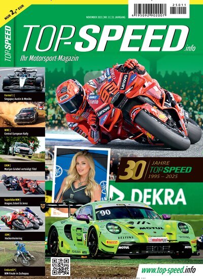 Titelbild der Ausgabe 11/2025 von Top Speed. Diese Zeitschrift und viele weitere Automagazine und Motorradzeitschriften als Abo oder epaper bei United Kiosk online kaufen.