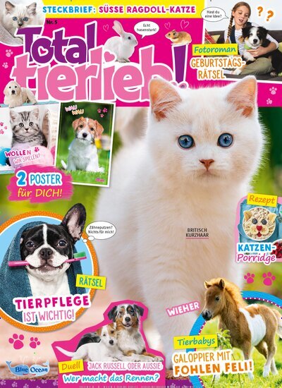 Titelbild der Ausgabe 5/2025 von Total tierlieb!. Diese Zeitschrift und viele weitere Jugendzeitschriften und Kinderzeitschriften als Abo oder epaper bei United Kiosk online kaufen.