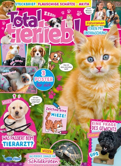 Titelbild der Ausgabe 7/2025 von Total tierlieb!. Diese Zeitschrift und viele weitere Jugendzeitschriften und Kinderzeitschriften als Abo oder epaper bei United Kiosk online kaufen.