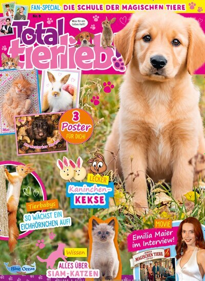 Titelbild der Ausgabe 8/2025 von Total tierlieb!. Diese Zeitschrift und viele weitere Jugendzeitschriften und Kinderzeitschriften als Abo oder epaper bei United Kiosk online kaufen.