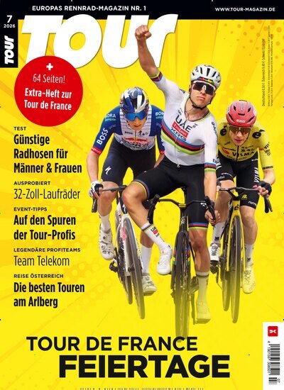 Titelbild der Ausgabe 7/2026 von Tour. Diese Zeitschrift und viele weitere Sportmagazine als Abo oder epaper bei United Kiosk online kaufen.