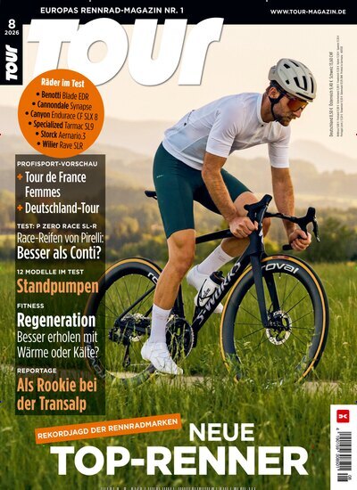 Titelbild der Ausgabe 8/2026 von Tour. Diese Zeitschrift und viele weitere Sportmagazine als Abo oder epaper bei United Kiosk online kaufen.