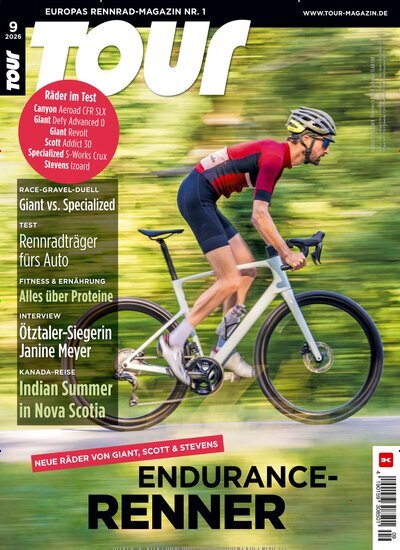Titelbild der Ausgabe 9/2026 von Tour. Diese Zeitschrift und viele weitere Sportmagazine als Abo oder epaper bei United Kiosk online kaufen.