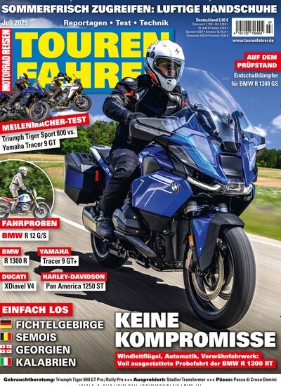 Titelbild der Ausgabe 7/2025 von Tourenfahrer - Motorrad Reisen. Diese Zeitschrift und viele weitere Automagazine und Motorradzeitschriften als Abo oder epaper bei United Kiosk online kaufen.