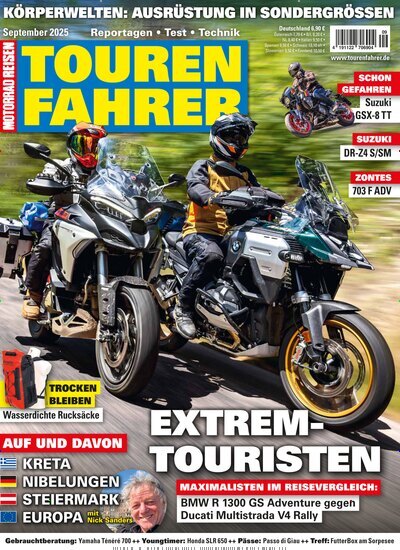 Titelbild der Ausgabe 9/2025 von Tourenfahrer - Motorrad Reisen. Diese Zeitschrift und viele weitere Automagazine und Motorradzeitschriften als Abo oder epaper bei United Kiosk online kaufen.