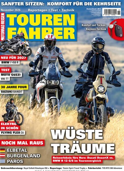 Titelbild der Ausgabe 11/2026 von Tourenfahrer - Motorrad Reisen. Diese Zeitschrift und viele weitere Automagazine und Motorradzeitschriften als Abo oder epaper bei United Kiosk online kaufen.
