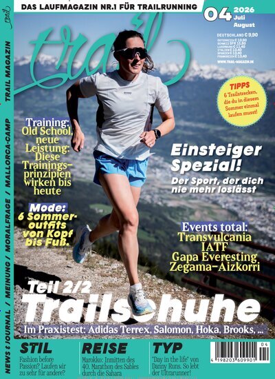 Titelbild der Ausgabe 4/2026 von trail Magazin. Diese Zeitschrift und viele weitere Sportmagazine als Abo oder epaper bei United Kiosk online kaufen.