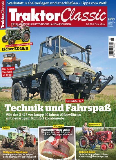 Titelbild der Ausgabe 1/2026 von Traktor Classic. Diese Zeitschrift und viele weitere Automagazine und Motorradzeitschriften als Abo oder epaper bei United Kiosk online kaufen.