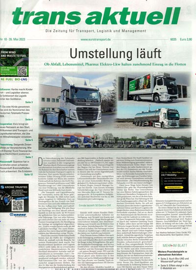 Titelbild der Ausgabe 11/2023 von trans aktuell. Diese Zeitschrift und viele weitere Logistikmagazine und Medienmagazine als Abo oder epaper bei United Kiosk online kaufen.