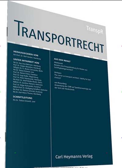 Titelbild der Ausgabe 1/2021 von Transportrecht. Diese Zeitschrift und viele weitere Logistikmagazine und Medienmagazine als Abo oder epaper bei United Kiosk online kaufen.