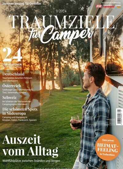 Titelbild der Ausgabe 1/2024 von Traumziele für Camper. Diese Zeitschrift und viele weitere Automagazine und Motorradzeitschriften als Abo oder epaper bei United Kiosk online kaufen.