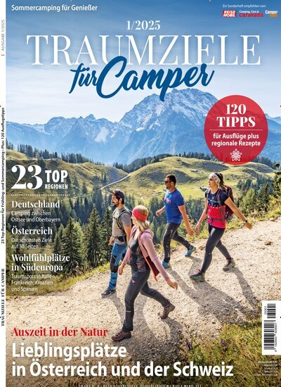 Titelbild der Ausgabe 1/2025 von Traumziele für Camper. Diese Zeitschrift und viele weitere Automagazine und Motorradzeitschriften als Abo oder epaper bei United Kiosk online kaufen.