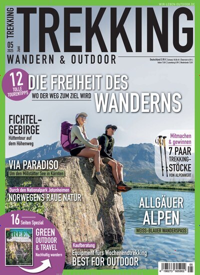 Titelbild der Ausgabe 5/2025 von Trekking Wandern & Outdoor. Diese Zeitschrift und viele weitere Reisemagazine, Freizeitmagazine und Wissensmagazine als Abo oder epaper bei United Kiosk online kaufen.