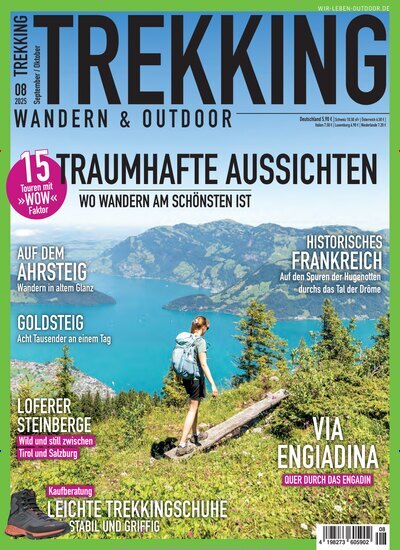 Titelbild der Ausgabe 8/2025 von Trekking Wandern & Outdoor. Diese Zeitschrift und viele weitere Reisemagazine, Freizeitmagazine und Wissensmagazine als Abo oder epaper bei United Kiosk online kaufen.