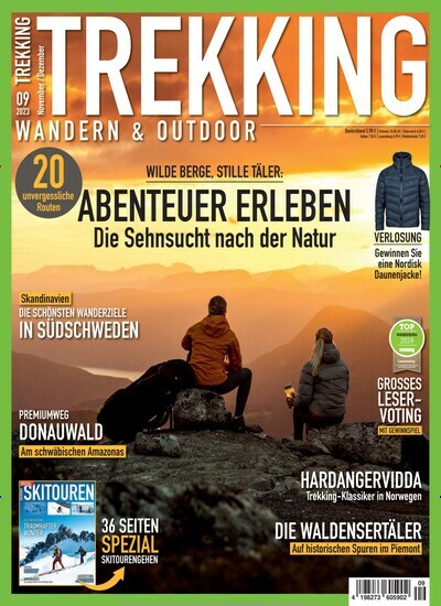 Titelbild der Ausgabe 9/2023 von Trekking Wandern & Outdoor. Diese Zeitschrift und viele weitere Reisemagazine, Freizeitmagazine und Wissensmagazine als Abo oder epaper bei United Kiosk online kaufen.