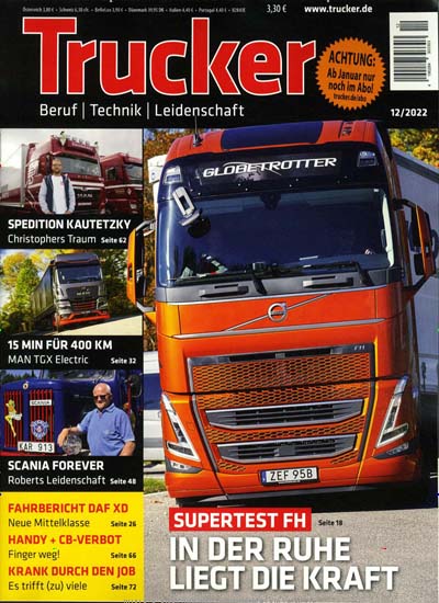 Titelbild der Ausgabe 12/2022 von Trucker. Diese Zeitschrift und viele weitere Automagazine und Motorradzeitschriften als Abo oder epaper bei United Kiosk online kaufen.